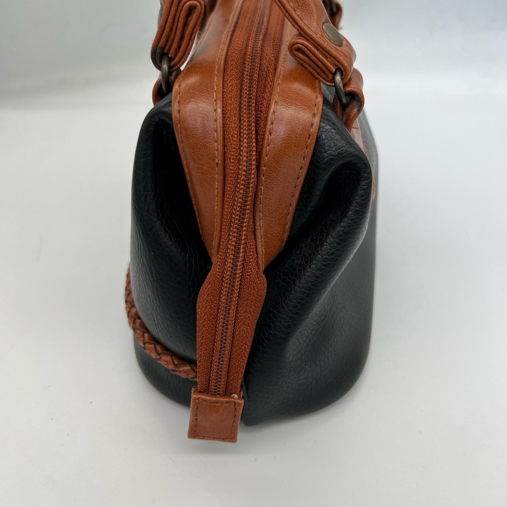 Vintage Dolce Vita Black & Tan Leather Satchel - Picture 4 of 6